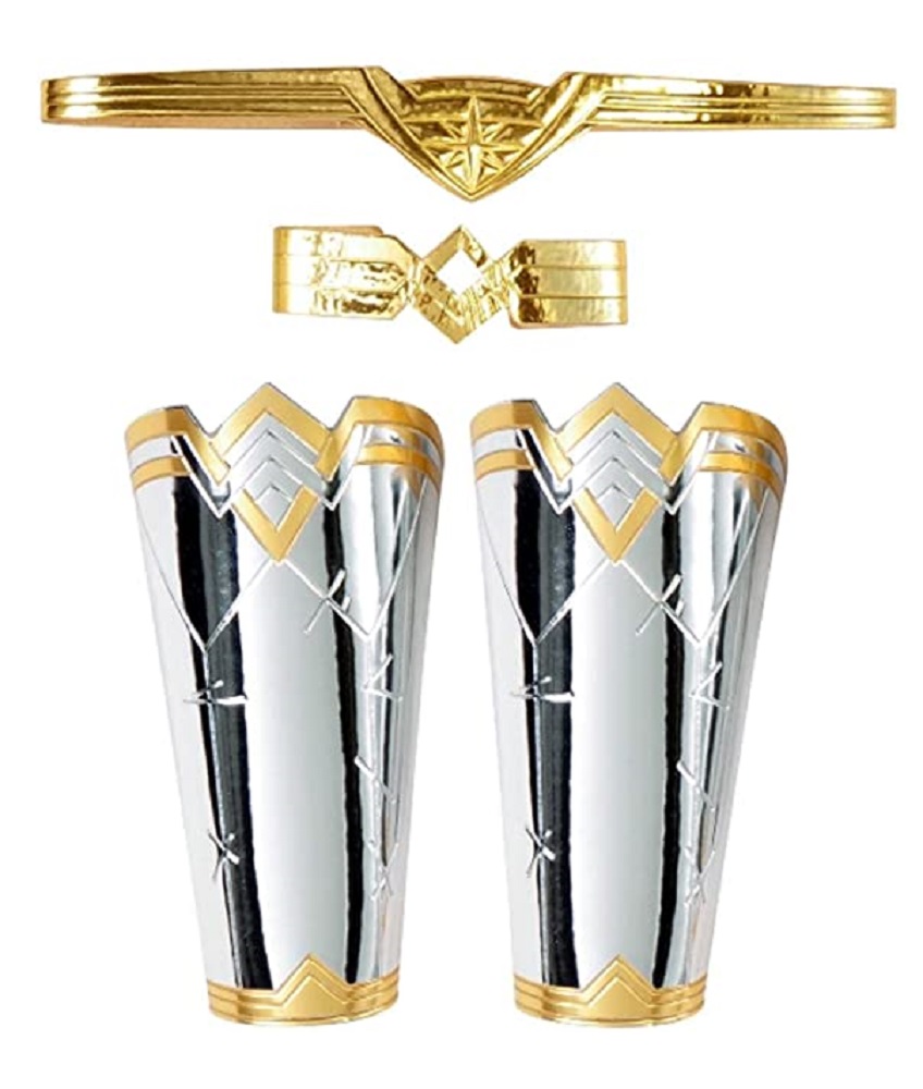 Women Wonderwoman Costume Accessory Kit Tiara Crown Belt Lasso Arm